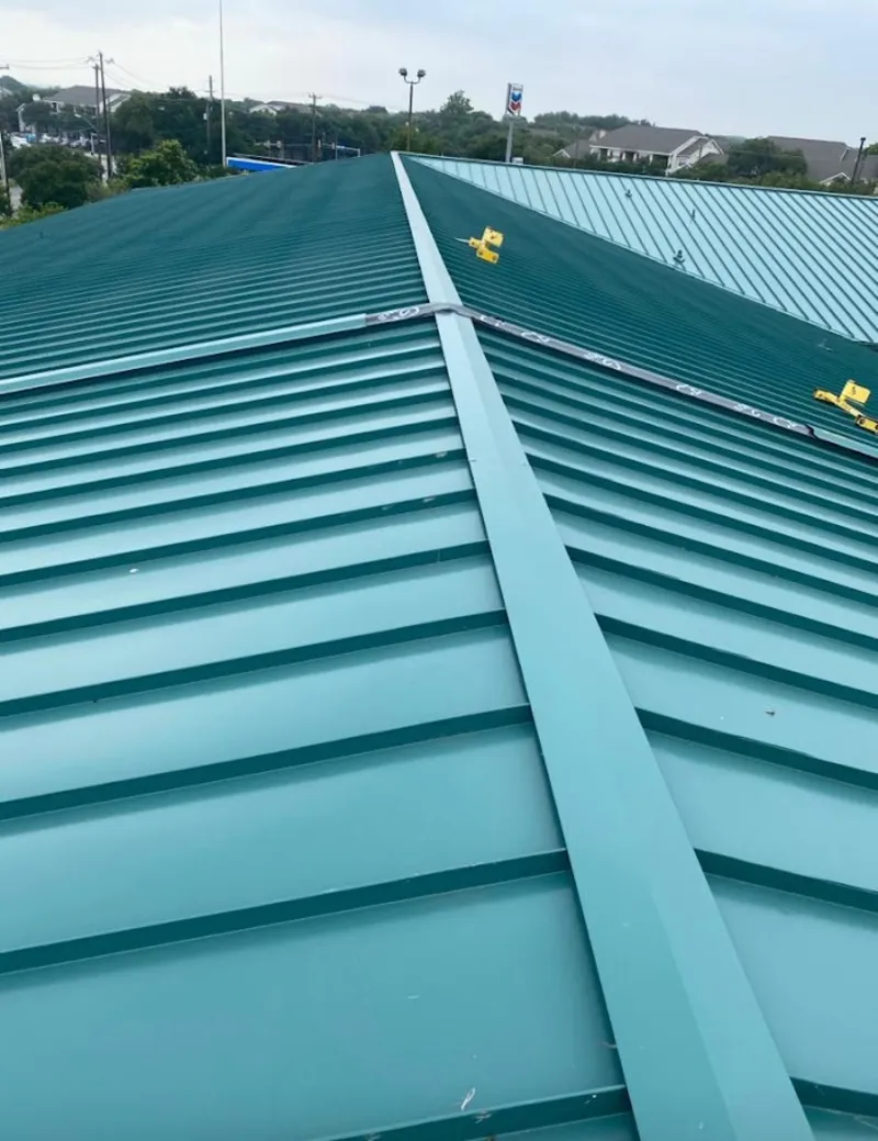 Green commercial metal roof ridge and valley for Metal Roof Repair in Lanett